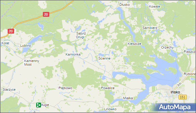 mapa Ścienne, Ścienne na mapie Targeo