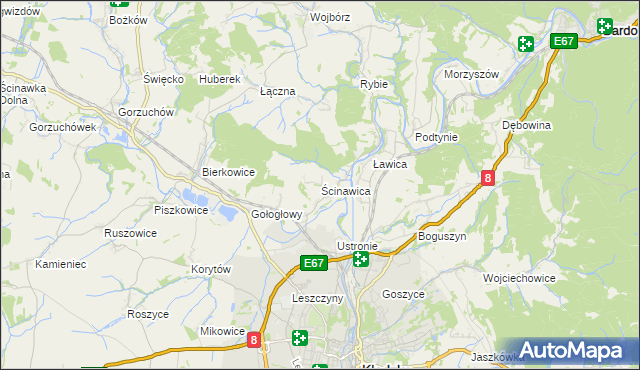 mapa Ścinawica, Ścinawica na mapie Targeo