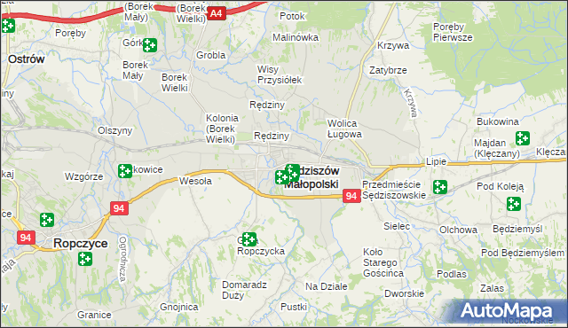 mapa Sędziszów Małopolski, Sędziszów Małopolski na mapie Targeo