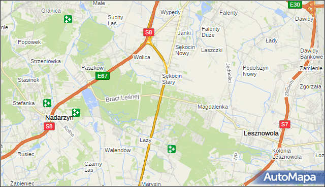 mapa Sękocin-Las, Sękocin-Las na mapie Targeo