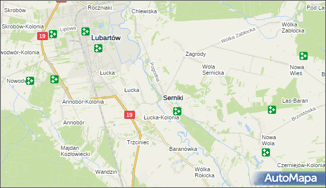 mapa Serniki, Serniki na mapie Targeo