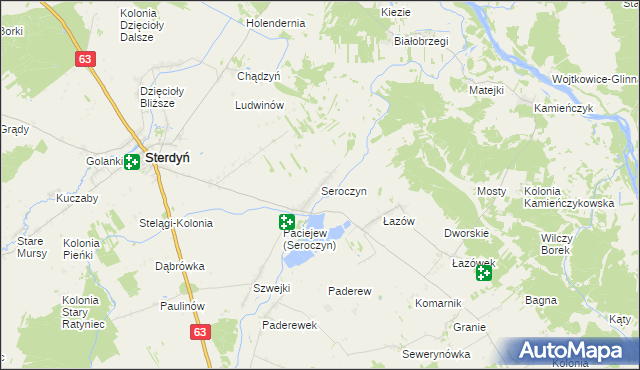 mapa Seroczyn gmina Sterdyń, Seroczyn gmina Sterdyń na mapie Targeo