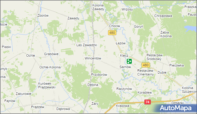 mapa Sewerynów gmina Widawa, Sewerynów gmina Widawa na mapie Targeo