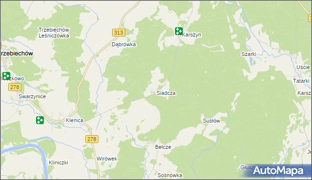 mapa Siadcza gmina Bojadła, Siadcza gmina Bojadła na mapie Targeo