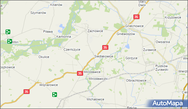 mapa Siedlakowice, Siedlakowice na mapie Targeo