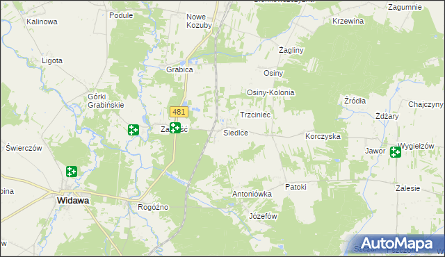 mapa Siedlce gmina Sędziejowice, Siedlce gmina Sędziejowice na mapie Targeo