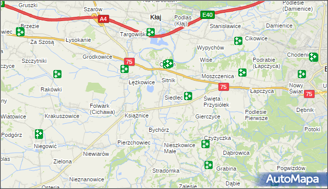 mapa Siedlec gmina Bochnia, Siedlec gmina Bochnia na mapie Targeo