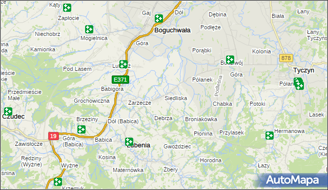 mapa Siedliska gmina Lubenia, Siedliska gmina Lubenia na mapie Targeo