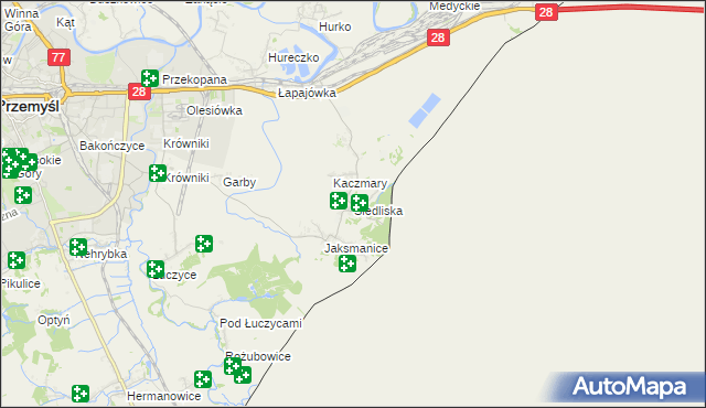 mapa Siedliska gmina Medyka, Siedliska gmina Medyka na mapie Targeo