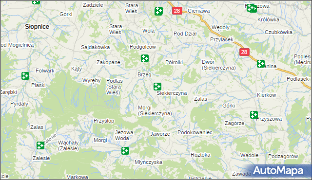 mapa Siekierczyna gmina Limanowa, Siekierczyna gmina Limanowa na mapie Targeo