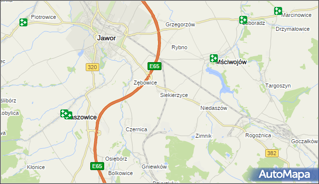 mapa Siekierzyce, Siekierzyce na mapie Targeo