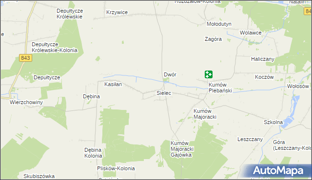 mapa Sielec gmina Leśniowice, Sielec gmina Leśniowice na mapie Targeo