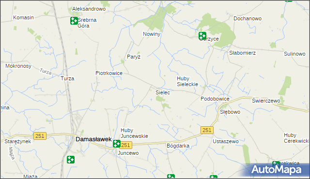 mapa Sielec gmina Żnin, Sielec gmina Żnin na mapie Targeo