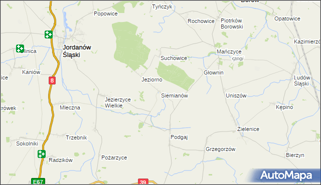 mapa Siemianów gmina Borów, Siemianów gmina Borów na mapie Targeo