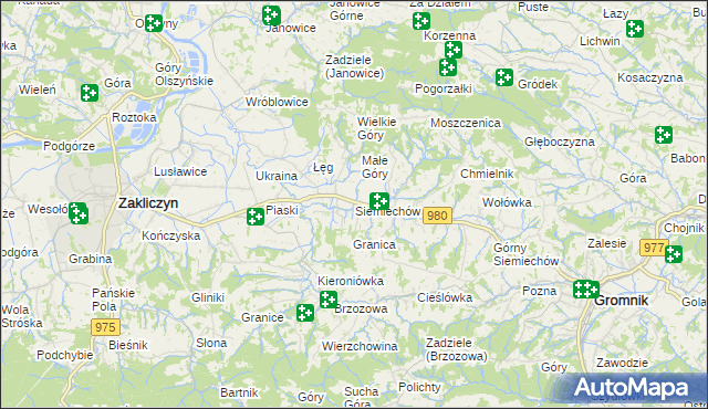 mapa Siemiechów gmina Gromnik, Siemiechów gmina Gromnik na mapie Targeo