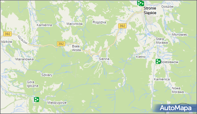 mapa Sienna gmina Stronie Śląskie, Sienna gmina Stronie Śląskie na mapie Targeo