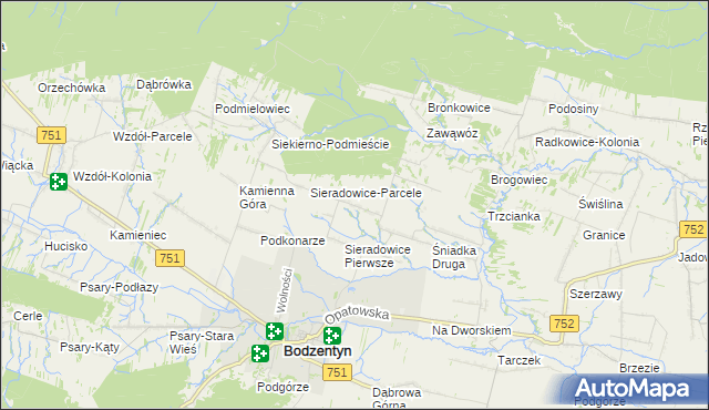 mapa Sieradowice Drugie, Sieradowice Drugie na mapie Targeo