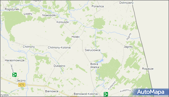 mapa Sieruciowce, Sieruciowce na mapie Targeo