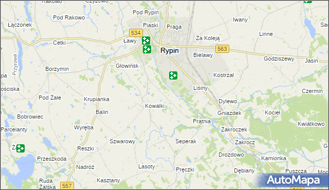 mapa Sikory gmina Rypin, Sikory gmina Rypin na mapie Targeo