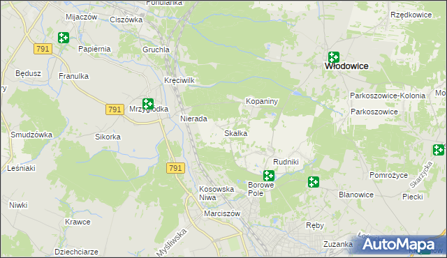 mapa Skałka gmina Włodowice, Skałka gmina Włodowice na mapie Targeo