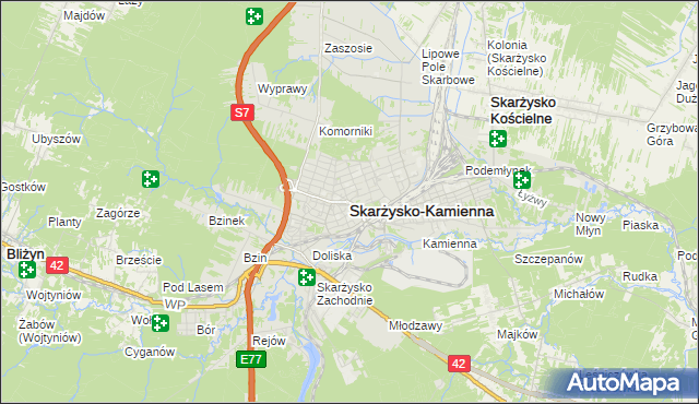 mapa Skarżysko-Kamienna, Skarżysko-Kamienna na mapie Targeo