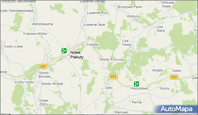 mapa Skłody-Przyrusy, Skłody-Przyrusy na mapie Targeo