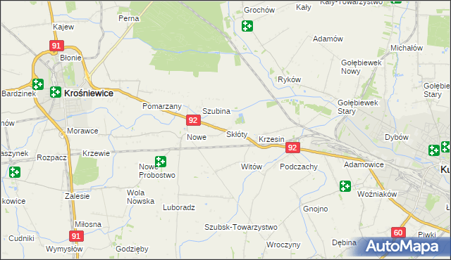 mapa Skłóty, Skłóty na mapie Targeo