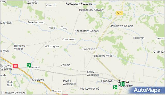 mapa Skoczkowo gmina Zawidz, Skoczkowo gmina Zawidz na mapie Targeo