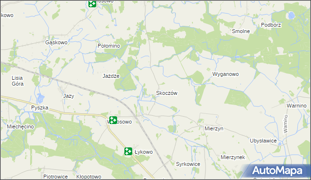 mapa Skoczów gmina Dygowo, Skoczów gmina Dygowo na mapie Targeo