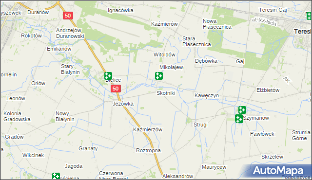 mapa Skotniki gmina Teresin, Skotniki gmina Teresin na mapie Targeo