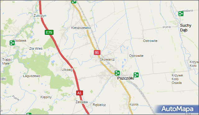mapa Skowarcz, Skowarcz na mapie Targeo