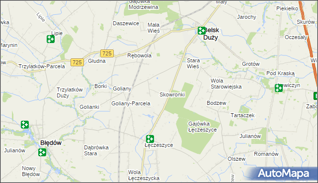 mapa Skowronki gmina Belsk Duży, Skowronki gmina Belsk Duży na mapie Targeo