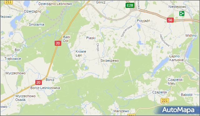 mapa Skrzeszewo gmina Żukowo, Skrzeszewo gmina Żukowo na mapie Targeo