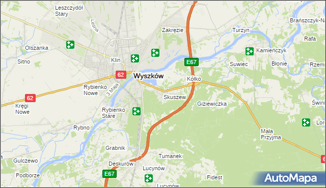 mapa Skuszew, Skuszew na mapie Targeo