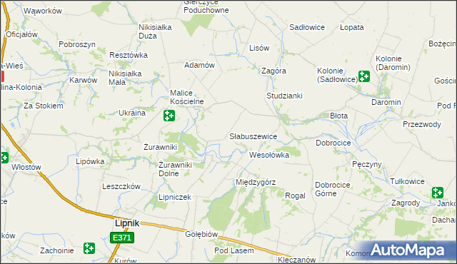 mapa Słabuszewice, Słabuszewice na mapie Targeo