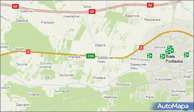 mapa Sławacinek Nowy, Sławacinek Nowy na mapie Targeo