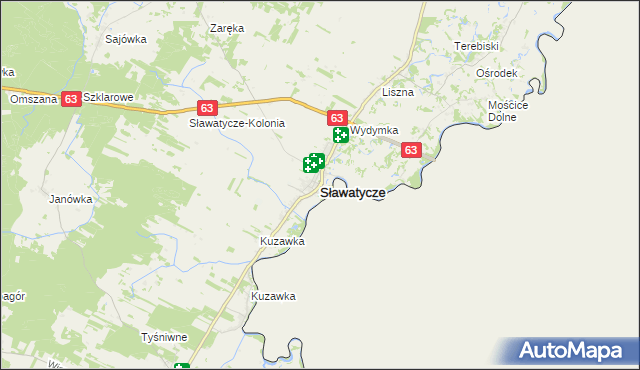 mapa Sławatycze, Sławatycze na mapie Targeo