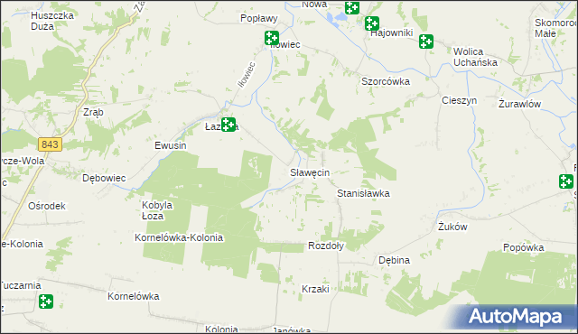 mapa Sławęcin gmina Skierbieszów, Sławęcin gmina Skierbieszów na mapie Targeo