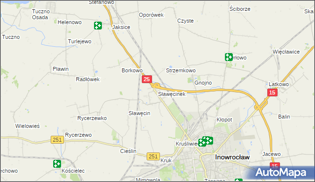 mapa Sławęcinek gmina Inowrocław, Sławęcinek gmina Inowrocław na mapie Targeo