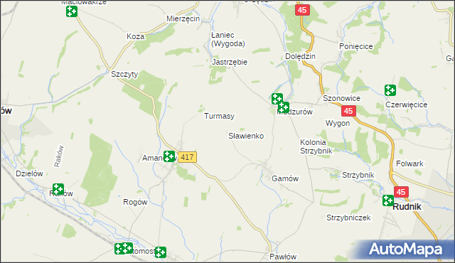 mapa Sławienko gmina Rudnik, Sławienko gmina Rudnik na mapie Targeo