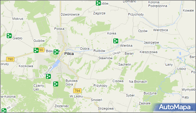 mapa Sławniów, Sławniów na mapie Targeo