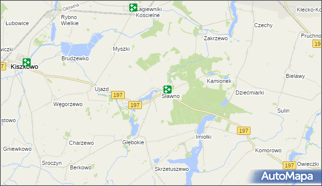 mapa Sławno gmina Kiszkowo, Sławno gmina Kiszkowo na mapie Targeo