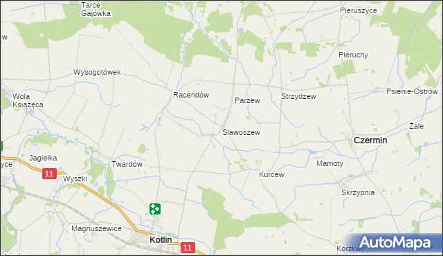 mapa Sławoszew, Sławoszew na mapie Targeo