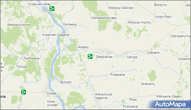 mapa Śledzianów, Śledzianów na mapie Targeo