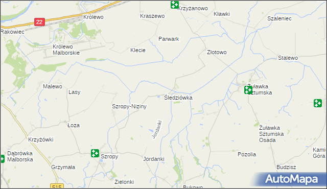 mapa Śledziówka gmina Stary Targ, Śledziówka gmina Stary Targ na mapie Targeo