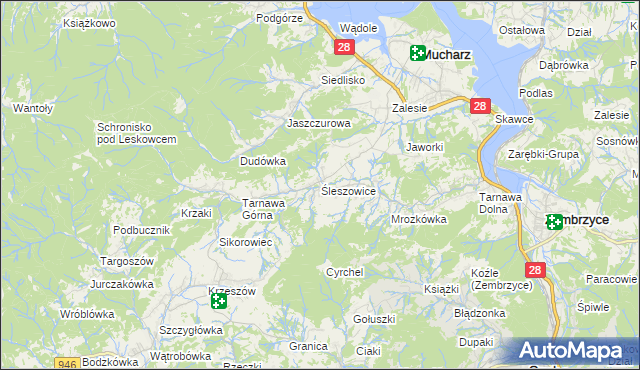 mapa Śleszowice, Śleszowice na mapie Targeo