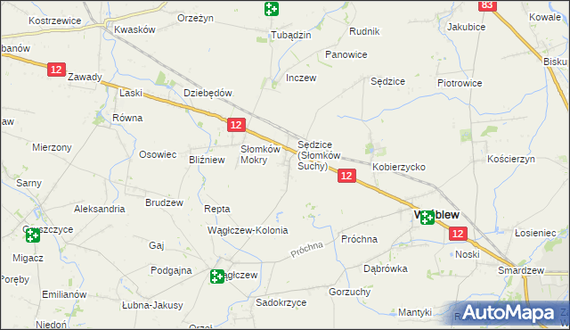 mapa Słomków Suchy, Słomków Suchy na mapie Targeo