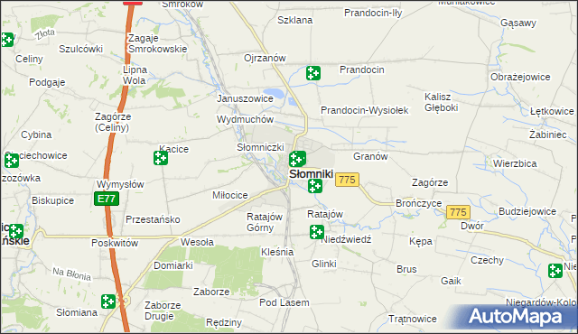 mapa Słomniki, Słomniki na mapie Targeo