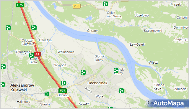 mapa Słońsk Dolny, Słońsk Dolny na mapie Targeo