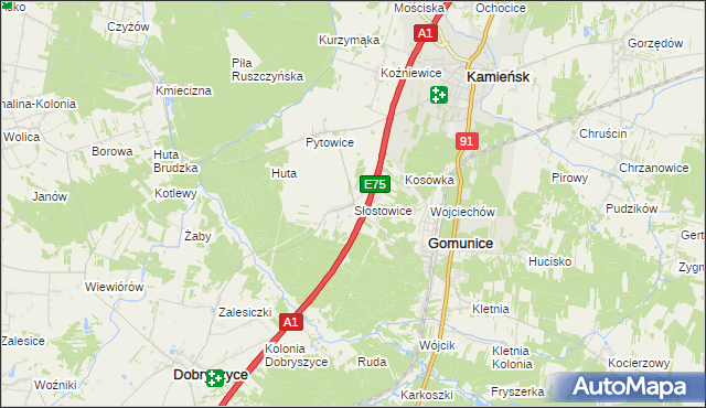 mapa Słostowice, Słostowice na mapie Targeo